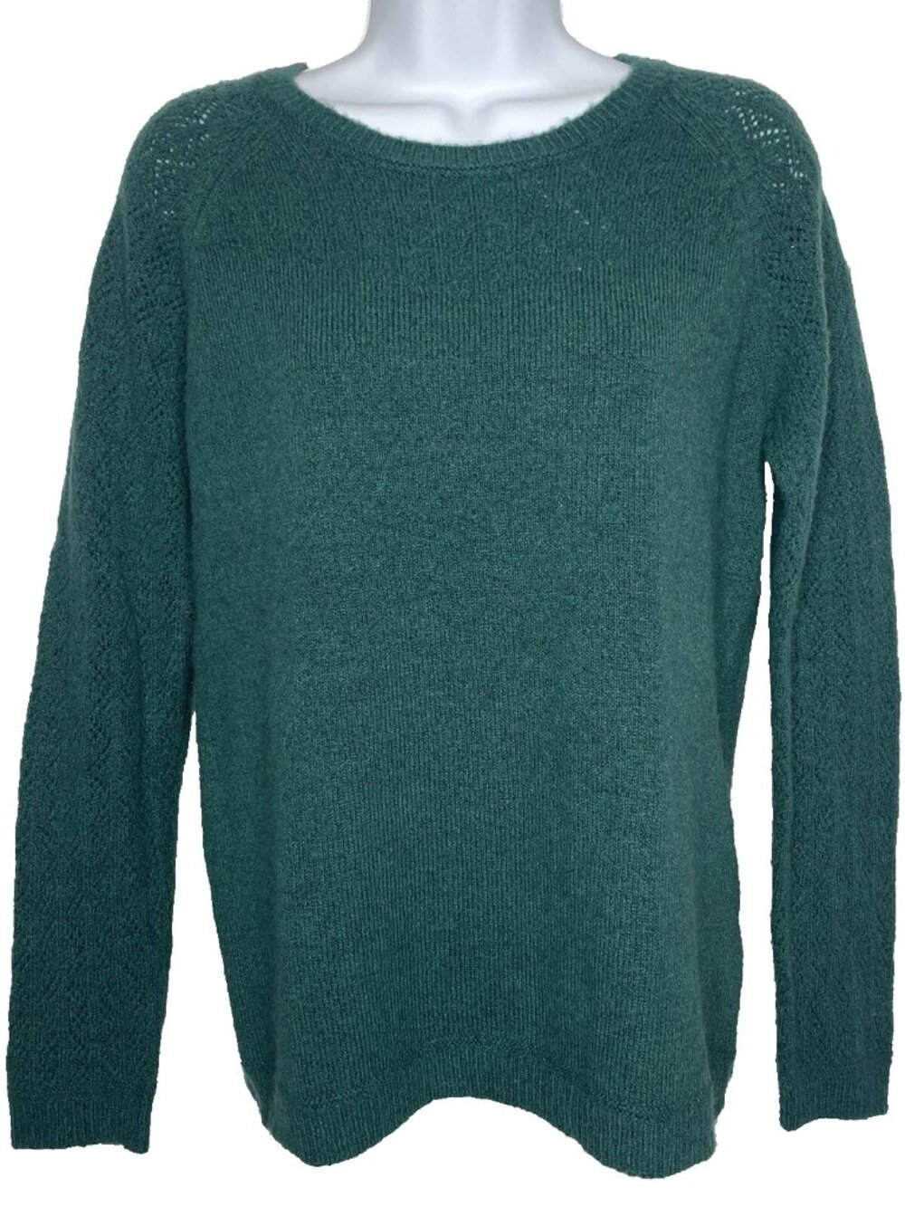 Kuhl Sonata Fuzzy Pointelle Sweater Size M Wool Blend Pullover Veridian Green